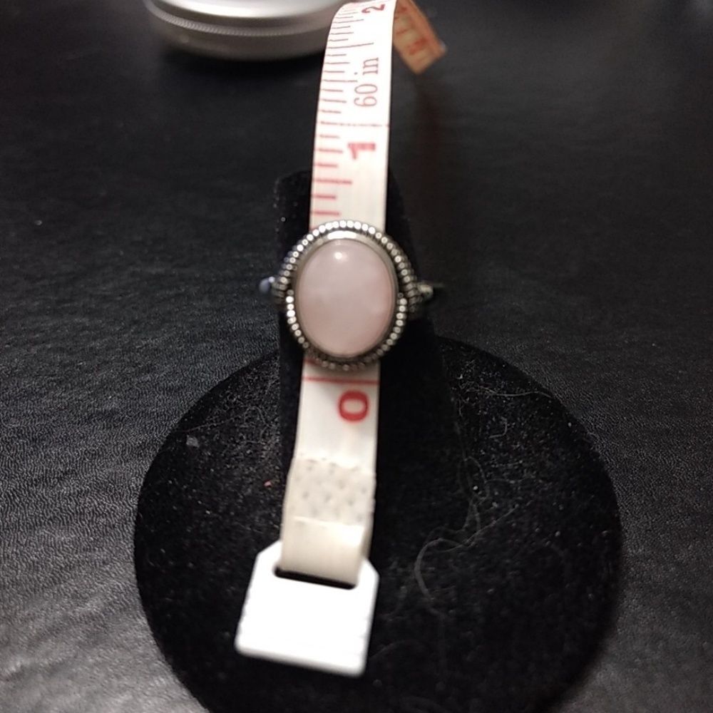 Silver tone rose quartz ring Size 6 - Picture 6 of 8